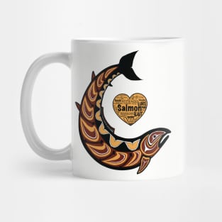 Pacific Northwest Salmon in gold and maroon Mug